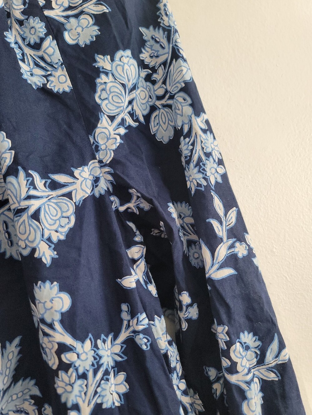 J. Crew XL Navy Blue Floral Peasant Blouse Long Sleeve Shirt 100% Cotton BP805 - Picture 10 of 10